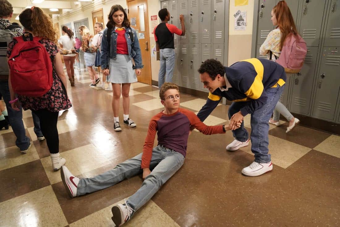 THE GOLDBERGS - "Weird Science" - Beverly and Murray move Erica into college where her roommate is also named Erica. Later, Beverly has a hard time letting go and ends up sleeping over in the dorm, much to Erica's dismay. Meanwhile, Adam tries to give Barry the perfect girlfriend, even trying to build one like in the movie "Weird Science," as he embarks into his senior year, on the season premiere of "The Goldbergs," WEDNESDAY, SEPTEMBER 27 (8:00-8:30 p.m. EDT), on The ABC Television Network. (ABC/Greg Gayne)
