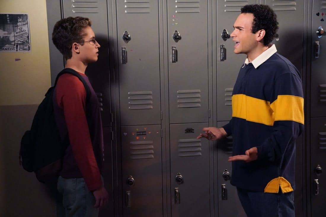 THE GOLDBERGS - "Weird Science" - Beverly and Murray move Erica into college where her roommate is also named Erica. Later, Beverly has a hard time letting go and ends up sleeping over in the dorm, much to Erica's dismay. Meanwhile, Adam tries to give Barry the perfect girlfriend, even trying to build one like in the movie "Weird Science," as he embarks into his senior year, on the season premiere of "The Goldbergs," WEDNESDAY, SEPTEMBER 27 (8:00-8:30 p.m. EDT), on The ABC Television Network. (ABC/Greg Gayne)