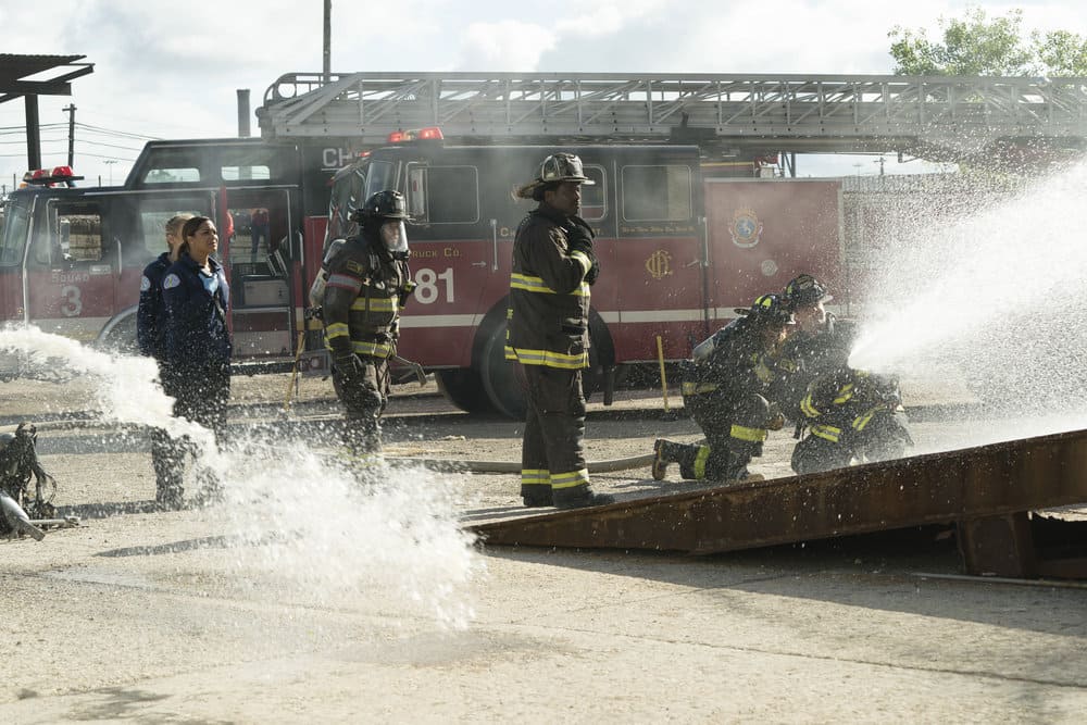 CHICAGO FIRE -- "It Wasn't Enough" Episode 601 -- Pictured: (l-r) Kara Kilmer as Sylvie Brett, Monica Raymund as Gabriela Dawson, Joe Minoso as Cruz, Eamonn Walker as Wallace Boden -- (Photo by: Elizabeth Morris/NBC) CHICAGO FIRE -- "It Wasn't Enough" Episode 601 -- Pictured: (l-r) Kara Kilmer as Sylvie Brett, Monica Raymund as Gabriela Dawson, Joe Minoso as Cruz, Eamonn Walker as Wallace Boden -- (Photo by: Elizabeth Morris/NBC)