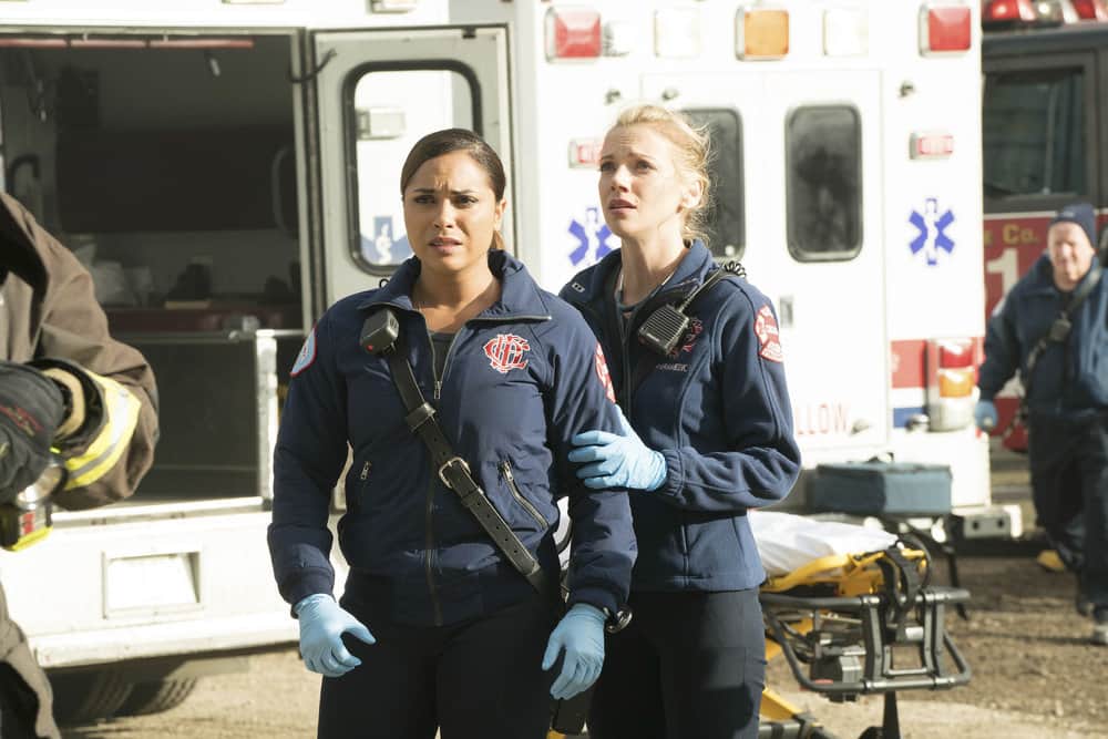 CHICAGO FIRE -- "It Wasn't Enough" Episode 601 -- Pictured: (l-r) Monica Raymund as Gabriela Dawson, Kara Killmer as Sylvie Brett -- (Photo by: Elizabeth Morris/NBC) CHICAGO FIRE -- "It Wasn't Enough" Episode 601 -- Pictured: (l-r) Monica Raymund as Gabriela Dawson, Kara Killmer as Sylvie Brett -- (Photo by: Elizabeth Morris/NBC)