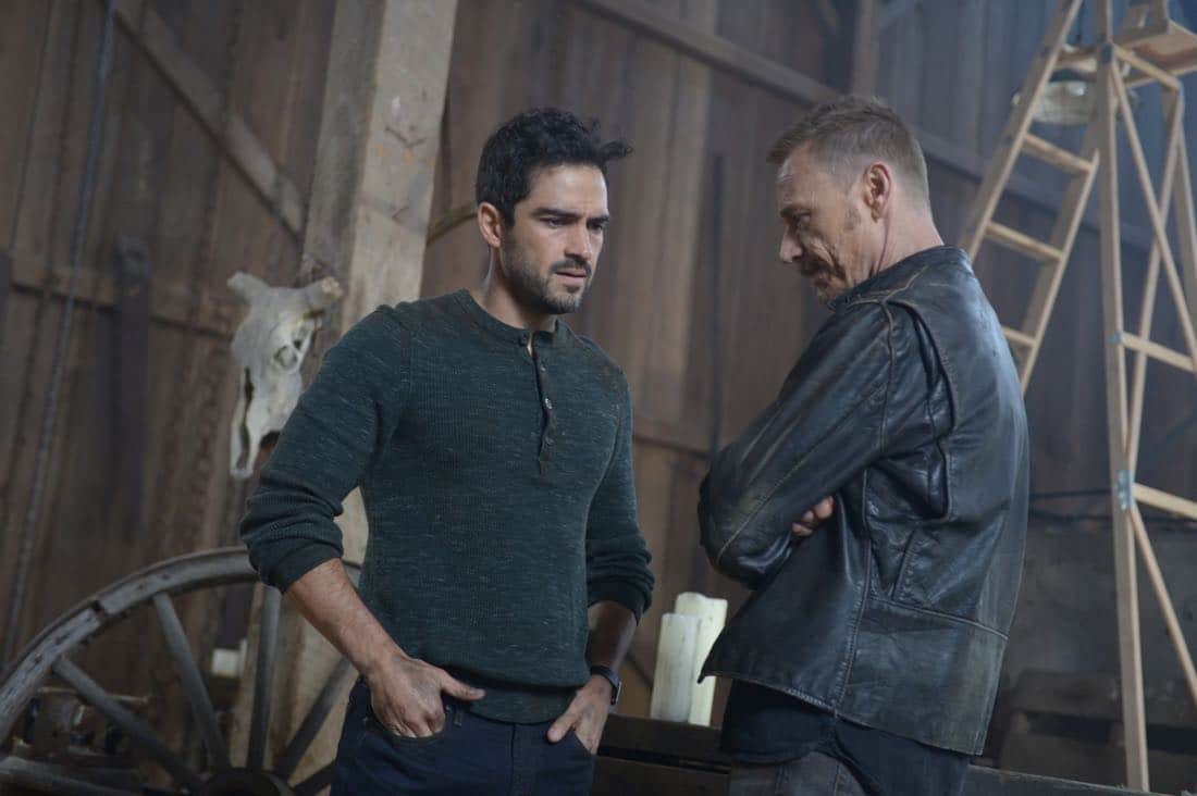 THE EXORCIST: L-R: Alfonso Herrera and Ben Daniels in the "Janus" season premiere episode of THE EXORCIST airing Friday, Sept. 29 (9:00-10:00 PM ET/PT) on FOX. ©Fox Broadcasting Co. Cr: Sergei Bachlakov/FOX