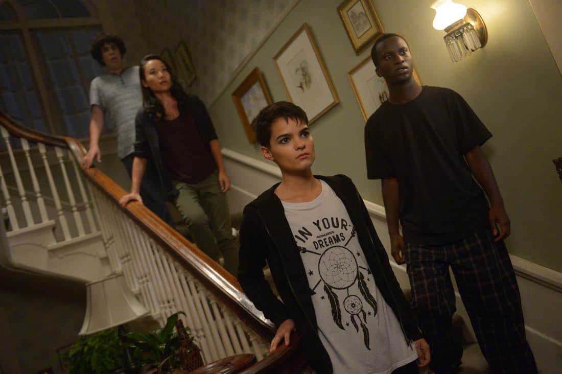THE EXORCIST: L-R: Guest star Cyrus Arnold, Li Jun Li, Brianna Hildebrand and guest star Alex Barima in the "Janus" season premiere episode of THE EXORCIST airing Friday, Sept. 29 (9:00-10:00 PM ET/PT) on FOX. ©Fox Broadcasting Co. Cr: Sergei Bachlakov/FOX