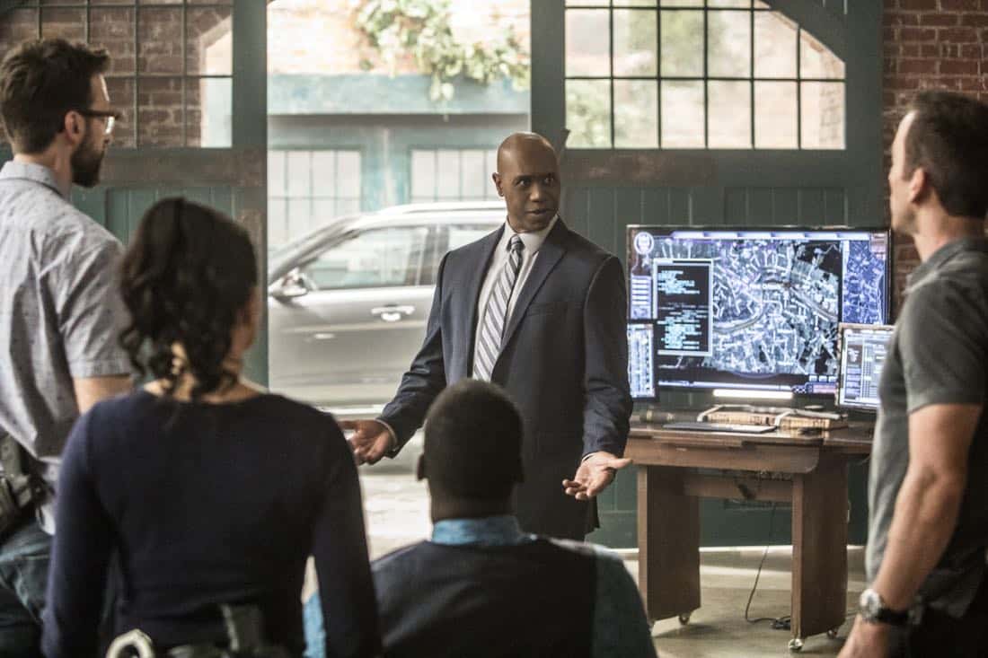"The Asset" -- Pride and his team join forces with FBI Director Isler (Derek Webster) after a Russian operative who's in the states to provide intel on sleeper agents, disappears after his Navy escort is murdered. Also, Tammy partners with former sleeper agent Eva Azarova (Cassidy Freeman) to locate the missing operative who Eva has known since childhood, on NCIS: NEW ORLEANS, Tuesday, Oct. 3 (10:00-11:00 PM, ET/PT) on the CBS Television Network. Pictured L-R: Rob Kerkovich as Forensic Scientist Sebastian Lund, Shalita Grant as Sonja Percy, Daryl Chill Mitchell as Patton Plame, Derek Webster as FBI Assistant Director Isler, and Lucas Black as Special Agent Christopher LaSalle Photo: Skip Bolen/CBS é2017 CBS Broadcasting, Inc. All Rights Reserved