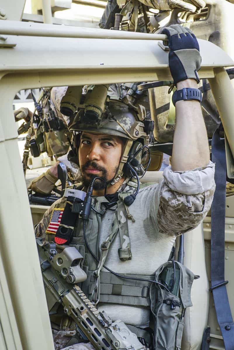 "Other Lives" -- While on an evidence-collecting mission in Syria, Jason and the SEAL Team find innocent civilians in desperate need of rescue just as enemy forces close in on them. Also, while on the mission, the team debates whether or not to tell Ray that his wife has gone into labor, on SEAL TEAM, Wednesday, Oct. 4 (9:00-10:00 PM, ET/PT) on the CBS Television Network. Pictured: Neil Brown Jr. as Ray. Photo: Monty Brinton/CBSé2017 CBS Broadcasting, Inc. All Rights Reserved