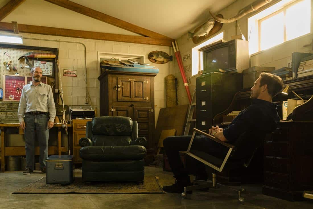 Toby Huss as John Bosworth, Lee Pace as Joe MacMillan - Halt and Catch Fire _ Season 4, Episode 6 - Photo Credit: Tina Rowden/AMC Toby Huss as John Bosworth, Lee Pace as Joe MacMillan - Halt and Catch Fire _ Season 4, Episode 6 - Photo Credit: Tina Rowden/AMC