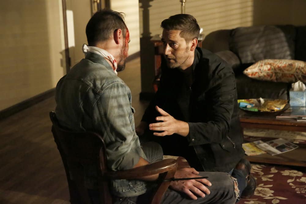 THE BLACKLIST -- "Greyson Blaise" Episode 502 -- Pictured: (l-r) Lawrence Jansen as Albert Dennison, Ryan Eggold as Tom Keen -- (Photo by: Will Hart/NBC)
