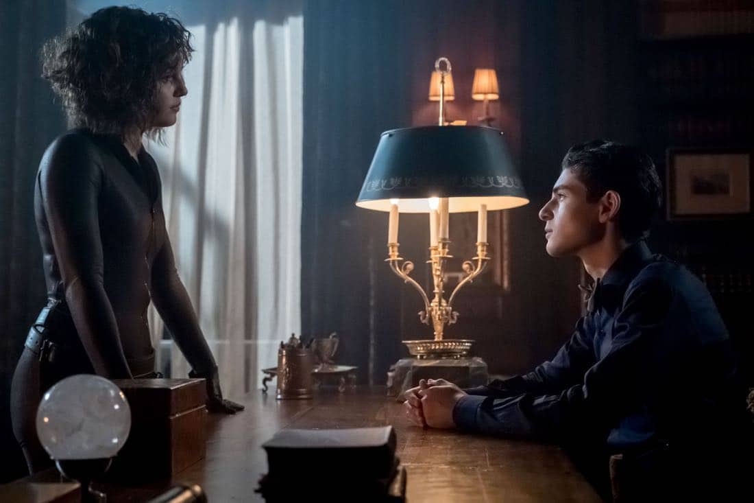 GOTHAM: L-R: Camren Bicondova and David Mazouz in “A Dark Knight: They Who Hide Behind Masks” GOTHAM: L-R: Camren Bicondova and David Mazouz in “A Dark Knight: They Who Hide Behind Masks”