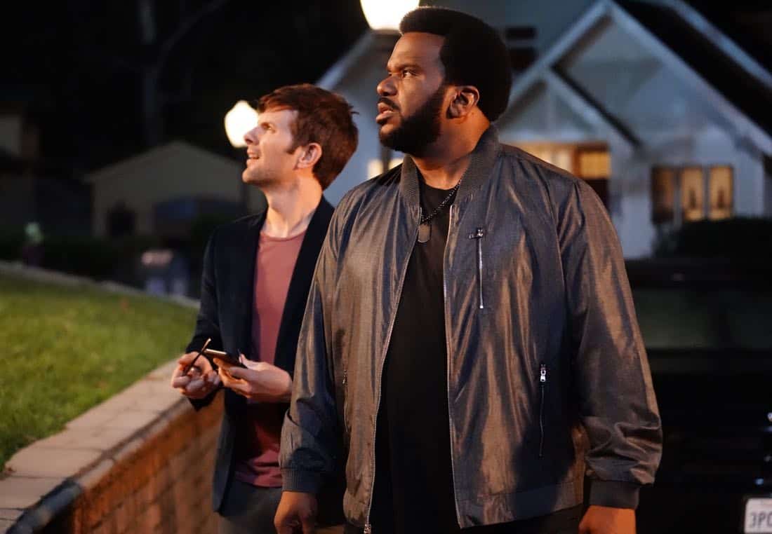 GHOSTED: Pictured L-R: Adam Scott and Craig Robinson in the "Jermaine the Zombie" episode of GHOSTED airing Sunday, Oct. 8 (8:30-9:00 PM ET/PT) on FOX. ©2017 Fox Broadcasting Co. CR: Kevin Estrada/FOX GHOSTED: Pictured L-R: Adam Scott and Craig Robinson in the "Jermaine the Zombie" episode of GHOSTED airing Sunday, Oct. 8 (8:30-9:00 PM ET/PT) on FOX. ©2017 Fox Broadcasting Co. CR: Kevin Estrada/FOX