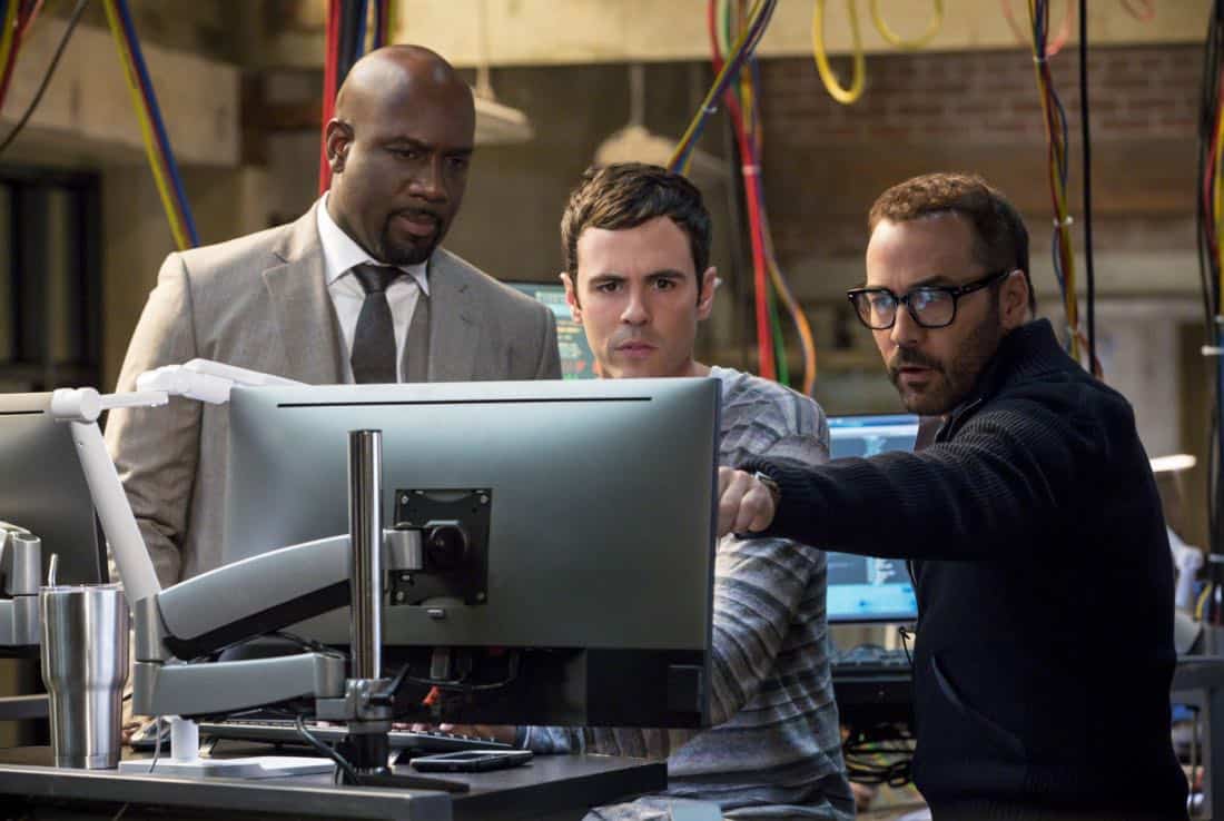 "In The Wild" -- Pictured: Richard T. Jones as Detective Tommy Cavanaugh, Blake Lee as Josh Novak and Jeremy Piven as Jeffrey Tanner. A user of Sophe, the cutting-edge crowdsourcing platform, uploads new footage of Jeffrey Tanner's daughter, Mia, being strong-armed by an unknown man five months prior to her murder. Also, Tanner enlists Sophe to help with Cavanaugh's case of a missing teenager, on WISDOM OF THE CROWD, Sunday, Oct. 8 (8:00-9:00 PM, ET/PT), on the CBS Television Network. Photo: Robert Voets/CBS é2017 CBS Broadcasting, Inc. All Rights Reserved. "In The Wild" -- Pictured: Richard T. Jones as Detective Tommy Cavanaugh, Blake Lee as Josh Novak and Jeremy Piven as Jeffrey Tanner. A user of Sophe, the cutting-edge crowdsourcing platform, uploads new footage of Jeffrey Tanner's daughter, Mia, being strong-armed by an unknown man five months prior to her murder. Also, Tanner enlists Sophe to help with Cavanaugh's case of a missing teenager, on WISDOM OF THE CROWD, Sunday, Oct. 8 (8:00-9:00 PM, ET/PT), on the CBS Television Network. Photo: Robert Voets/CBS é2017 CBS Broadcasting, Inc. All Rights Reserved.