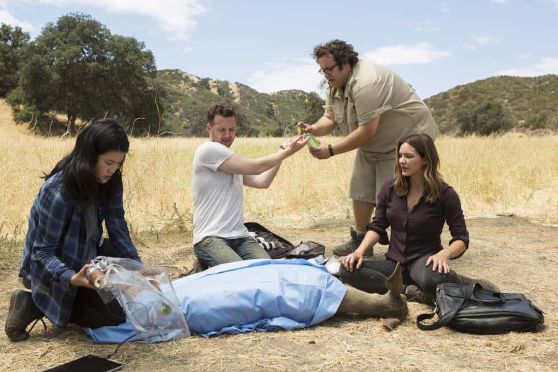 "Grow a Deer, A Female Deer" -- When poachers almost kill a pregnant endangered deer, Team Scorpion recreates the animal's womb to try to save it and its baby's life. Also, Happy and Toby discuss the future of their family, on SCORPION, Monday, Oct. 9 (10:00-11:00 PM, ET/PT) on the CBS Television Network. Pictured: Jadyn Wong, Eddie Kaye Thomas, Ari Stidham, Katharine McPhee. Photo: Jessica Brooks/CBS é2017 CBS Broadcasting, Inc. All Rights Reserved "Grow a Deer, A Female Deer" -- When poachers almost kill a pregnant endangered deer, Team Scorpion recreates the animal's womb to try to save it and its baby's life. Also, Happy and Toby discuss the future of their family, on SCORPION, Monday, Oct. 9 (10:00-11:00 PM, ET/PT) on the CBS Television Network. Pictured: Jadyn Wong, Eddie Kaye Thomas, Ari Stidham, Katharine McPhee. Photo: Jessica Brooks/CBS é2017 CBS Broadcasting, Inc. All Rights Reserved