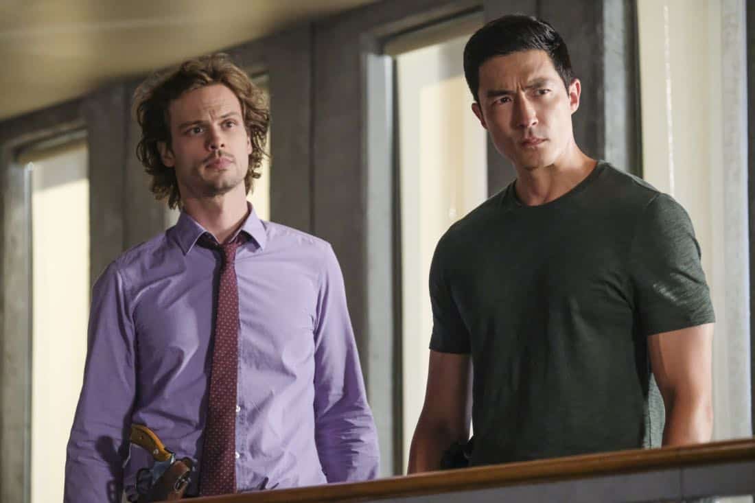 "Killer App" -- The BAU investigates a workplace shooting committed by a state-of-the-art drone in Silicon Valley, on CRIMINAL MINDS, Wednesday, Oct. 11 (10:00-11:00 PM, ET/PT) on the CBS Television Network. Pictured: Matthew Gray Gubler (Dr. Reid), Daniel Henney (Matt Simmons) Photo: Darren Michaels/CBS é2017 CBS Broadcasting, Inc. All Rights Reserved