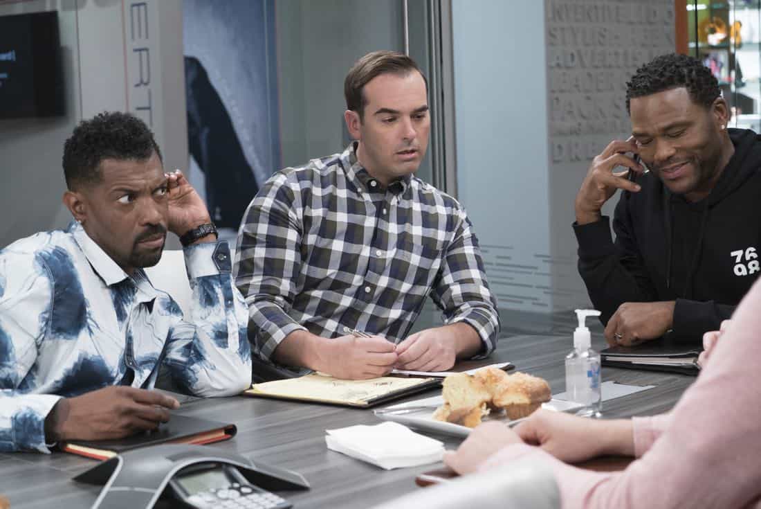BLACK-ISH - "Mother Nature" - Bow is feeling overwhelmed after the birth of DeVante and learns she is suffering from postpartum depression. Dre urges her to get help and stands by her side while she works through it. Meanwhile, the kids babyproof the house in an effort to help their parents out, on "black-ish," TUESDAY, OCTOBER 10 (9:00-9:30 p.m. EDT), on The ABC Television Network. (ABC/Eric McCandless) DEON COLE, JEFF MEACHAM, ANTHONY ANDERSON