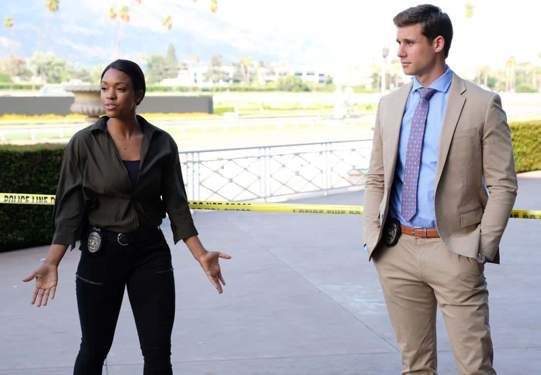 LETHAL WEAPON: Pictured L-R: Michelle Mitchenor and guest star Andrew Creer in the "Let it Ride" episode of LETHAL WEAPON airing Tuesday, Oct. 31 (8:00-9:00 PM ET/PT) on FOX. ©2017 Fox Broadcasting Co. CR: Darren Michaels/FOX