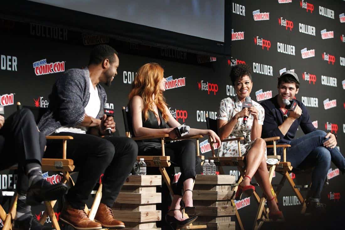 NY COMIC-CON 2017 -SHADOWHUNTERS - Freeform’s genre programming was out in full force at this year’s New York Comic Con on Saturday, October 7th with executive producers and cast from the hit series “Shadowhunters,” “Beyond,” and new original series “Siren.” (Freeform/Lou Rocco) ISAIAH MUSTAFA, KATHERINE MCNAMARA, ALISHA WAINWRIGHT, MATTHEW DADDARIO NY COMIC-CON 2017 -SHADOWHUNTERS - Freeform’s genre programming was out in full force at this year’s New York Comic Con on Saturday, October 7th with executive producers and cast from the hit series “Shadowhunters,” “Beyond,” and new original series “Siren.” (Freeform/Lou Rocco) ISAIAH MUSTAFA, KATHERINE MCNAMARA, ALISHA WAINWRIGHT, MATTHEW DADDARIO