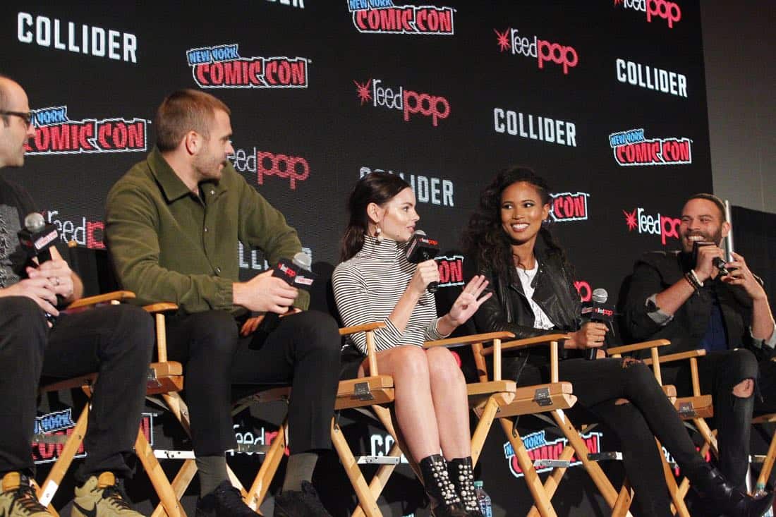 NY COMIC-CON 2017 - SIREN - Freeform’s genre programming was out in full force at this year’s New York Comic Con on Saturday, October 7th with executive producers and cast from the hit series “Shadowhunters,” “Beyond,” and new original series “Siren.” (Freeform/Lou Rocco) ERIC WALD (EXECUTIVE PRODUCER), ALEX ROE, ELINE POWELL, FOLA EVANS-AKINGBOLA, IAN VERDUN