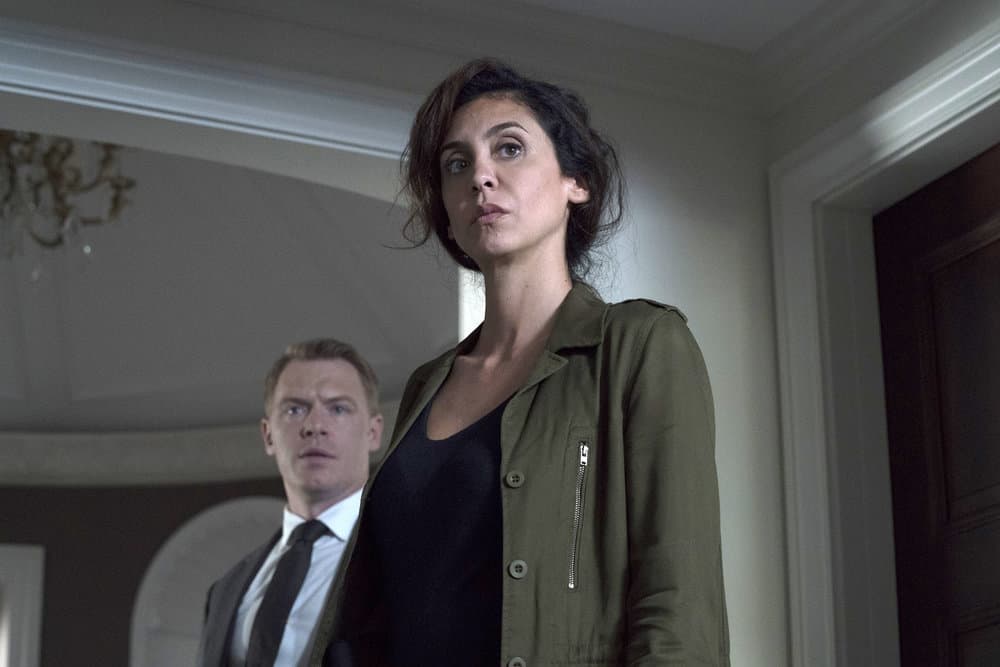 THE BLACKLIST -- "The Endling" Episode 504 -- Pictured: (l-r) Diego Klattenhoff as Donald Ressler, Mozhan Marnò as Samar Navabi -- (Photo by: Virginia Sherwood/NBC) THE BLACKLIST -- "The Endling" Episode 504 -- Pictured: (l-r) Diego Klattenhoff as Donald Ressler, Mozhan Marnò as Samar Navabi -- (Photo by: Virginia Sherwood/NBC)