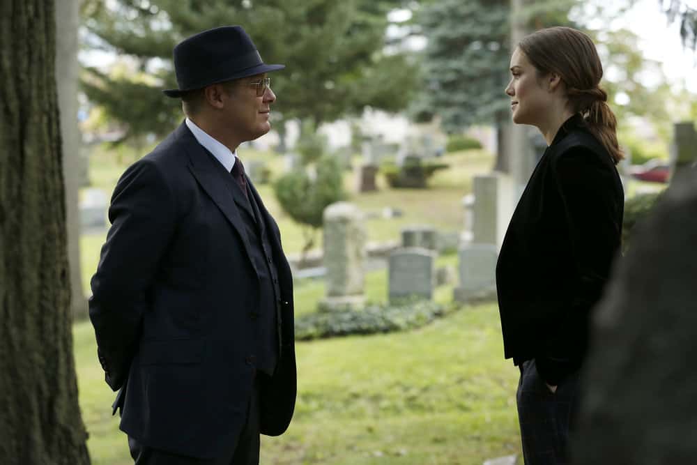THE BLACKLIST -- "Ilyas Surkov (#54)" Episode 505 -- Pictured: (l-r) James Spader as Raymond "Red" Reddington, Megan Boone as Elizabeth Keen -- (Photo by: Will Hart/NBC)