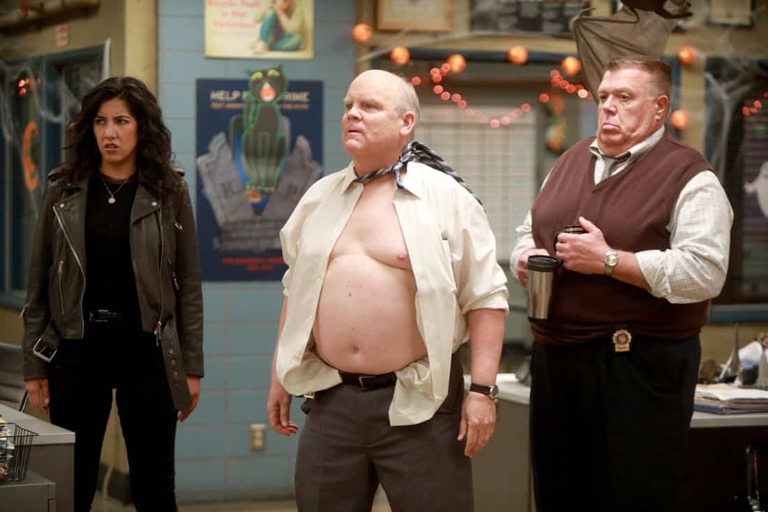 BROOKLYN NINE-NINE: L-R: Stephanie Beatriz, Dirk Blocker and Joel McKinnon Miller in the “HalloVeen” episode of BROOKLYN NINE-NINE airing Tuesday, Oct. 17 (9:30-10:00 PM ET/PT) on FOX. CR: JORDIN ALTHAUS/FOX