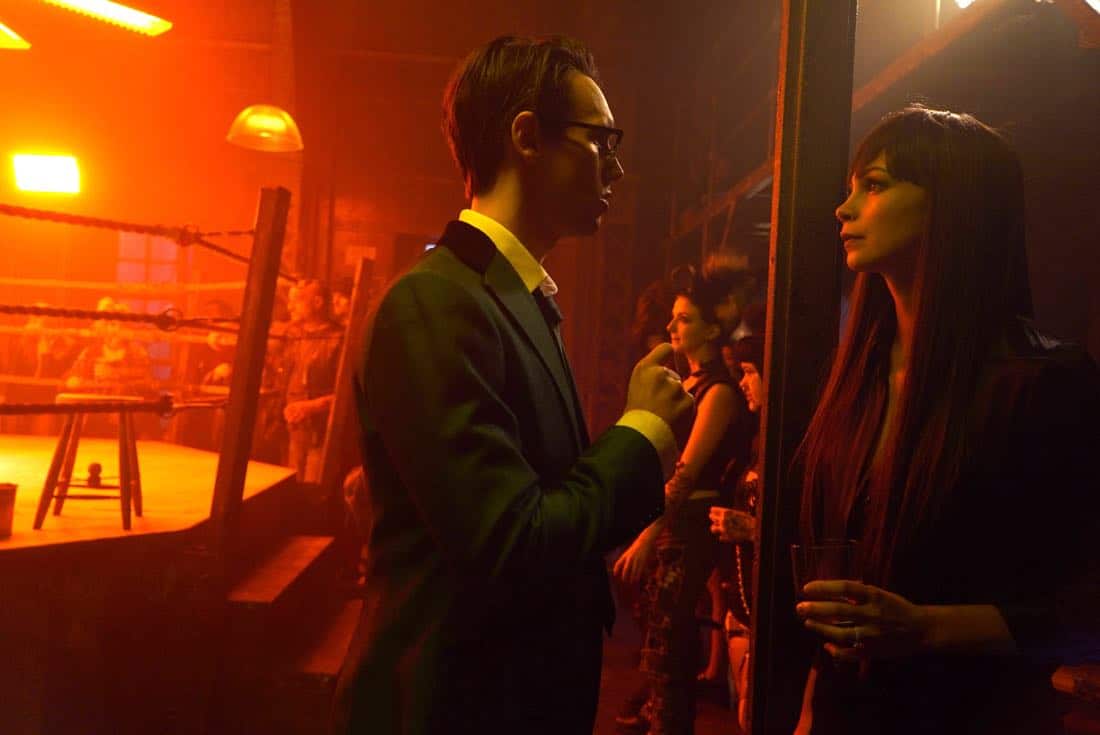 GOTHAM: L-R: Cory Michael Smith and Morena Baccarin in the “A Dark Knight: Hog Day Afternoon” episode of GOTHAM airing Thursday, Oct. 26 (8:00-9:01 PM ET/PT) on FOX. ©2017 Fox Broadcasting Co. Cr: FOX. GOTHAM: L-R: Cory Michael Smith and Morena Baccarin in the “A Dark Knight: Hog Day Afternoon” episode of GOTHAM airing Thursday, Oct. 26 (8:00-9:01 PM ET/PT) on FOX. ©2017 Fox Broadcasting Co. Cr: FOX.