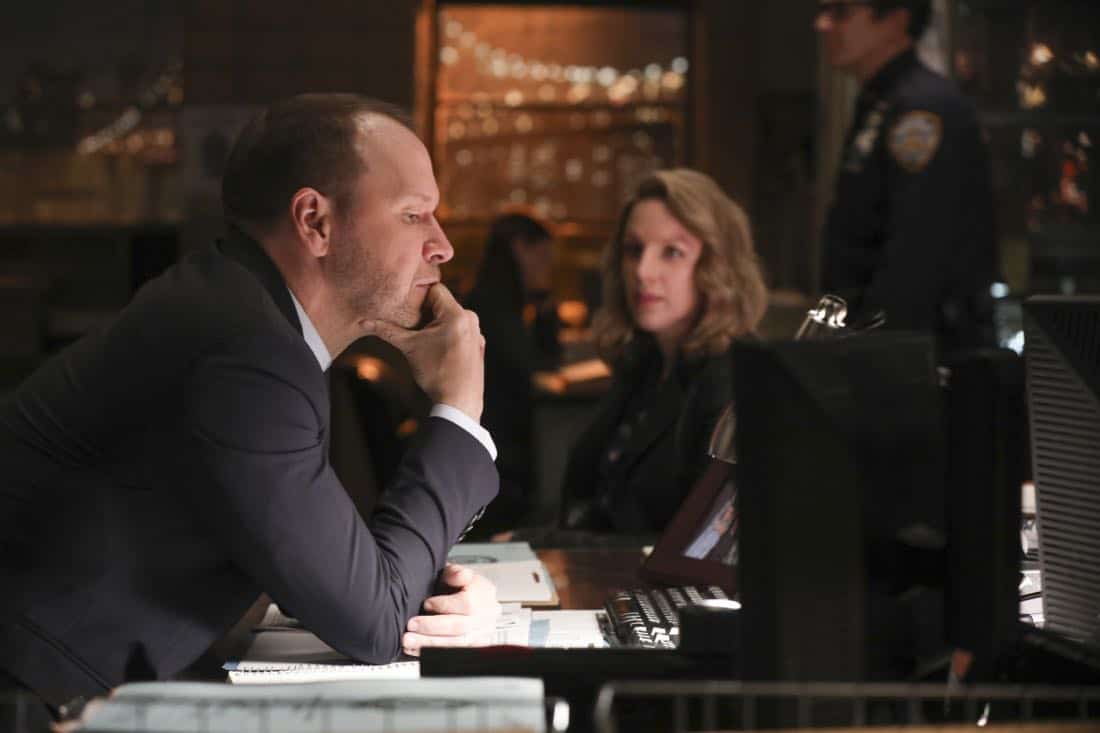 “Common Ground” – A case turns personal for Danny when he works to protect a nurse, Faith Madson (Jessie Mueller), from her violent ex-boyfriend. Also, Shelly Wayne (Cassandra Freeman), an acquaintance of Frank’s, comes to him with a theory regarding the death of an inmate, and Jamie and Eddie help deliver a baby, on BLUE BLOODS, Friday, Nov. 10 (10:00-11:00 PM, ET/PT) on the CBS Television Network. Pictured: Donnie Wahlberg, Jessie Mueller. Photo: Craig Blankenhorn/CBS ©2016 CBS Broadcasting Inc. All Rights Reserved.