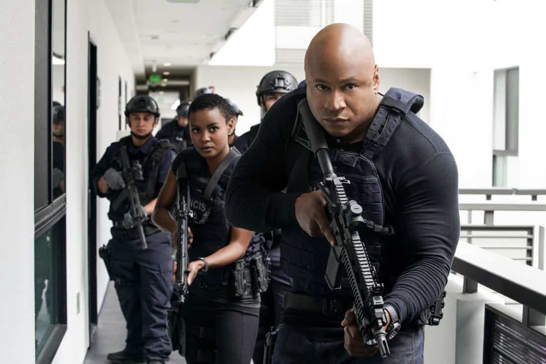 “The Silo” – Pictured: Andrea Bordeaux (NCIS Special Agent Harley Hidoko) and LL COOL J (Special Agent Sam Hanna). After an Air Force captain Kensi dated a decade ago breaches a missile launch facility, she is transported to the location to help thwart the use of nuclear weapons, on NCIS: LOS ANGELES, Sunday, Nov. 12 (9:00-10:00 PM, ET/PT) on the CBS Television Network. Photo: Erik Voake/CBS ©2017 CBS Broadcasting, Inc. All Rights Reserved.