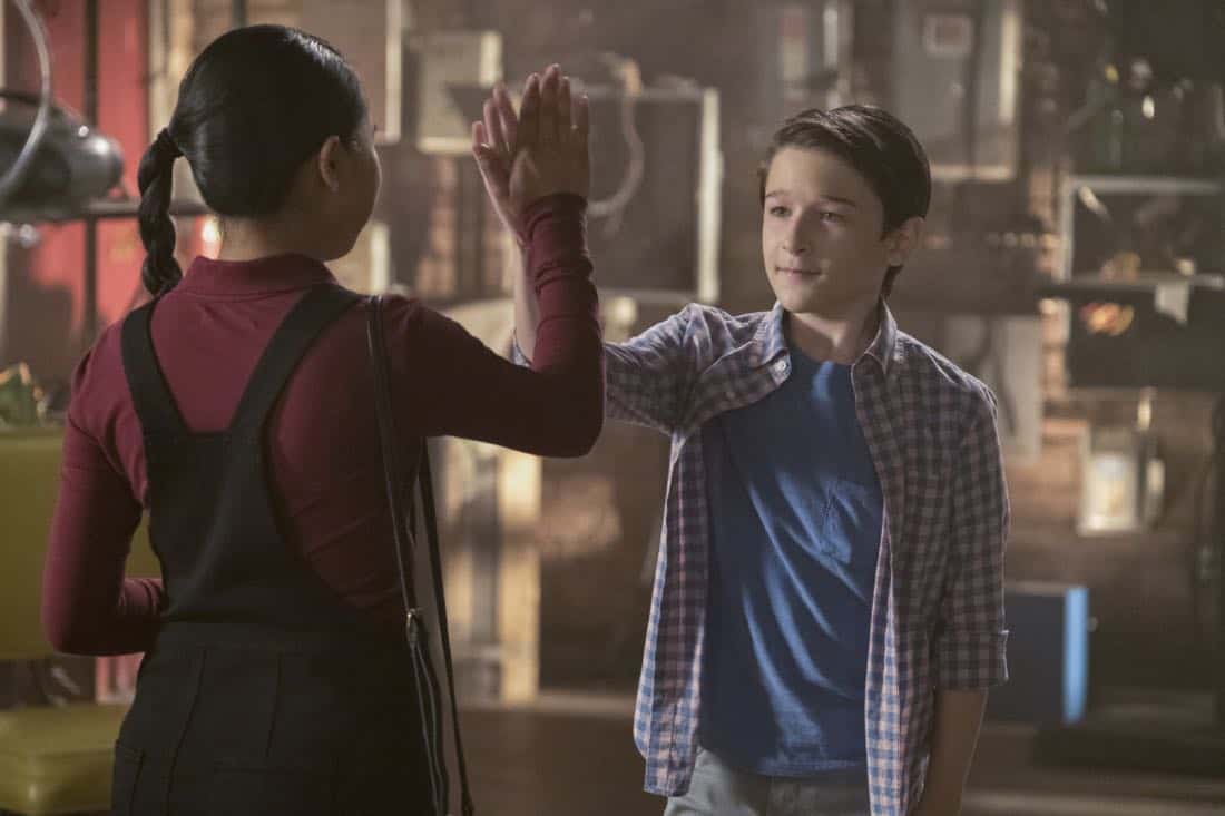 "Go With the Flo(rence)" --While tracking a device that can prevent a nuclear meltdown through the Los Angeles sewers, Walter learns the nuances of listening and not offering advice to Paige. Also, Team Scorpion meets Florence (guest star Tina Majorino), their new neighbor at the garage, after she sends a mix of smelly chemicals through their shared ventilation as a warning to keep the noise down, on SCORPION, Monday, Nov. 6 (10:00-11:00 PM, ET/PT) on the CBS Television Network. Pictured: Nikki Castillo, Riley B. Smith. Photo: Jessica Brooks/CBS é2017 CBS Broadcasting, Inc. All Rights Reserved