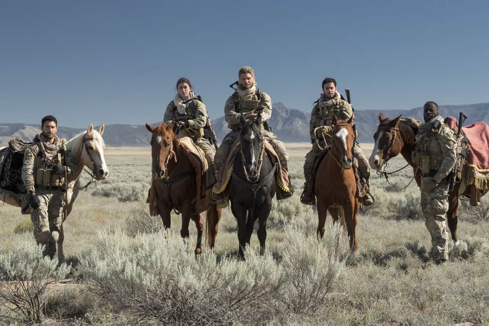 THE BRAVE -- "Stealth" Episode 108 -- Pictured: (l-r) Noah Mills as Sergeant Joseph "McG" McGuire, Natacha Karam as Sergeant Jasmine "Jaz" Khan, Mike Vogel as Captain Adam Dalton, Hadi Tabbal as Agent Amir Al-Raisani, Demetrius Grosse as CPO Ezekiel "Preach" Carter -- (Photo by: Lewis Jacobs/NBC)