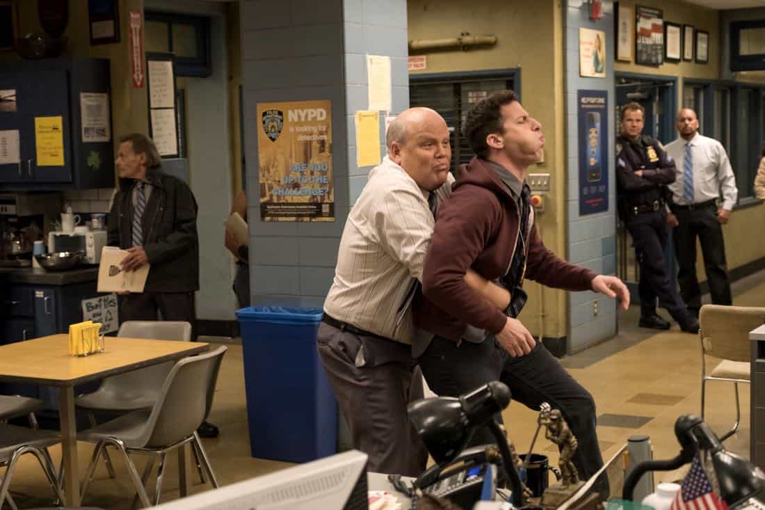BROOKLYN NINE-NINE: L-R: Dirk Blocker and Andy Samberg in the "The Venue" episode of BROOKLYN NINE-NINE airing Tuesday, Nov. 7 (9:30-10:00 PM ET/PT) on FOX. CR: John P. Fleenor/FOX