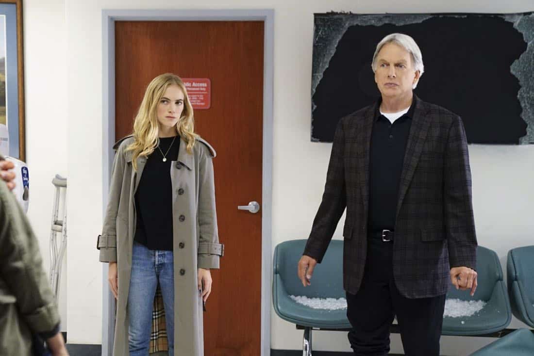 "Ready or Not" -- The team's Thanksgiving plans are put on hold while they track an elusive international arms dealer in D.C. who recently murdered an MI6 officer who was Sloane's close friend. Also, Abby races Delilah (Margo Harshman) to the hospital when her labor starts three weeks early, on NCIS, Tuesday, Nov. 21 (8:00-9:00 PM, ET/PT) on the CBS Television Network.Pictured: Emily Wickersham , Mark Harmon. Photo: Sonja Flemming/CBS é2017 CBS Broadcasting, Inc. All Rights Reserved