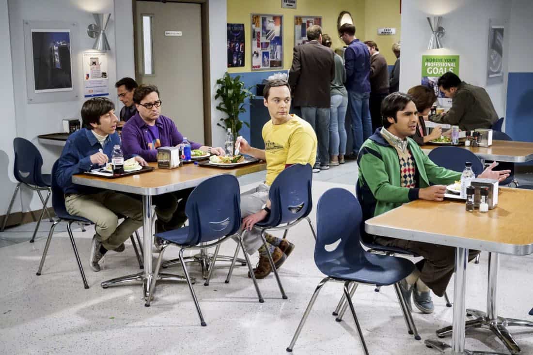 "The Confidence Erosion" -- Pictured: Howard Wolowitz (Simon Helberg), Leonard Hofstadter (Johnny Galecki), Sheldon Cooper (Jim Parsons) and Rajesh Koothrappali (Kunal Nayyar). Sheldon and Amy try to eliminate stress from wedding planning by applying math to the process. Also, Koothrappali "breaks up" with Wolowitz after realizing his best friend is actually hurting his confidence, on THE BIG BANG THEORY, Thursday, Dec. 7 (8:00-8:31 PM, ET/PT) on the CBS Television Network. Photo: Monty Brinton/CBS é2017 CBS Broadcasting, Inc. All Rights Reserved.
