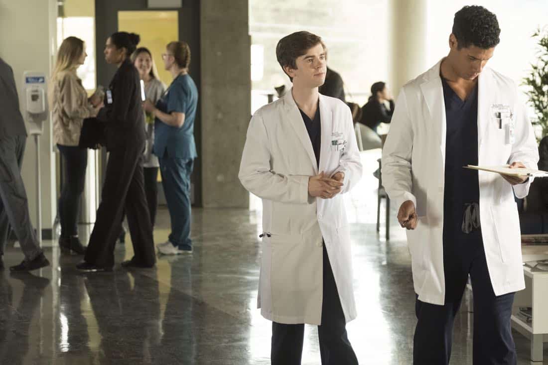 THE GOOD DOCTOR - “Sacrifice” - Members of the hospital’s surgical team are initially impressed with a charming young doctor, but his true character puts one of them in an awkward position at work. Meanwhile, Dr. Glassman feels Dr. Shaun Murphy needs a little more support with his personal life and suggests he meet with a therapist. However, Shaun is determined to show him that he can do it on his own, on “The Good Doctor,” MONDAY, DEC. 4 (10:00-11:00 p.m. EST), on The ABC Television Network. (ABC/Eike Schroter) FREDDIE HIGHMORE, CHUKU MODU