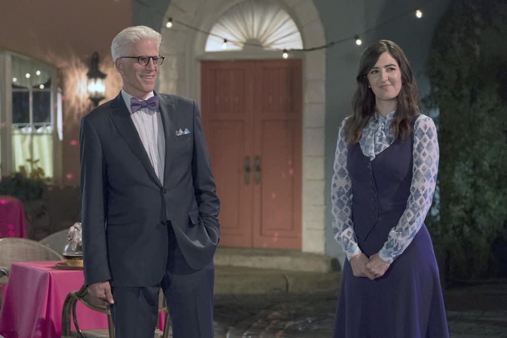 THE GOOD PLACE -- "Best Self" Episode 210 -- Pictured: (l-r) Ted Danson as Michael, D'Arcy Carden as Janet -- (Photo by: Colleen Hayes/NBC)