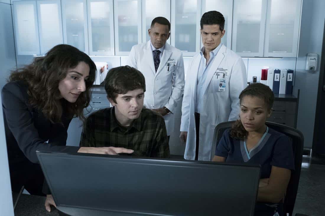 THE GOOD DOCTOR - "Islands Part Two" - The twins suffer complications from their surgery forcing the team at San Jose Boneventure Hospital to make a life-changing decision. Meanwhile, Dr. Shaun Murphy returns to the hospital after his trip with Lea and decides he needs a more permanent change and gives Dr. Aaron Glassman his two weeks' notice, on "The Good Doctor," MONDAY, JAN. 15 (10:01-11:00 p.m. EST), on The ABC Television Network. (ABC/Eike Schroter) NECAR ZADEGAN, FREDDIE HIGHMORE, HILL HARPER, NICHOLAS GONZALEZ, ANTONIA THOMAS