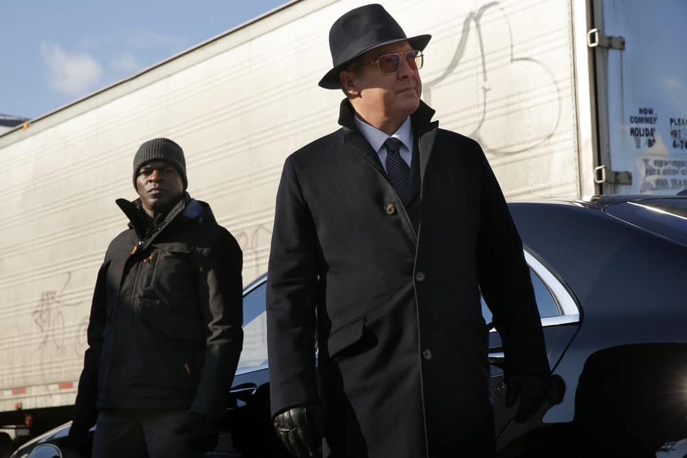 THE BLACKLIST -- "Tommy Wattles (#56)" Episode 512 -- Pictured: (l-r) Hisham Tawfiq as Dembe Zuma, James Spader as Raymond "Red" Reddington -- (Photo by: Will Hart/NBC) THE BLACKLIST -- "Tommy Wattles (#56)" Episode 512 -- Pictured: (l-r) Hisham Tawfiq as Dembe Zuma, James Spader as Raymond "Red" Reddington -- (Photo by: Will Hart/NBC)