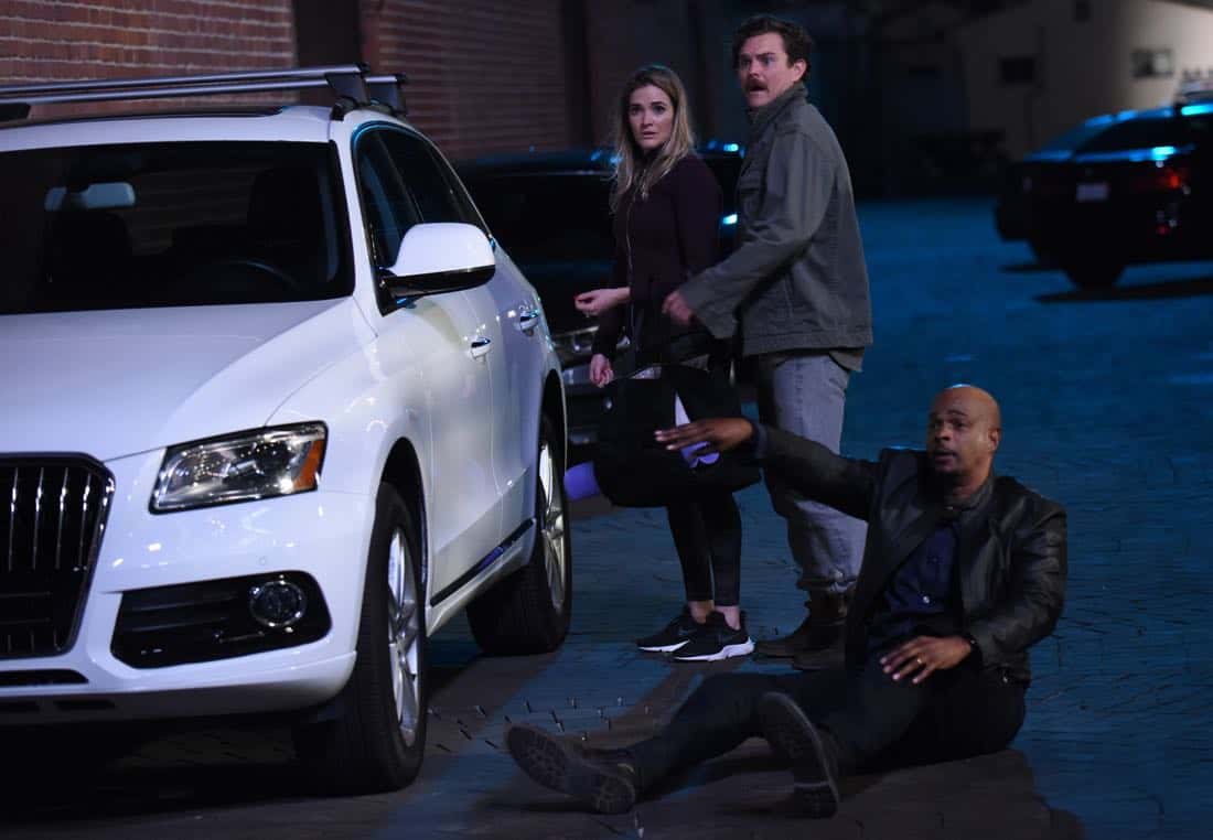 LETHAL WEAPON: Pictured L-R: Guest star Bre Blair, Clayne Crawford and Damon Wayans in the "Inconvenient Ruth" episode of LETHAL WEAPON airing Tuesday, Feb. 6 (8:00-9:00 PM ET/PT) on FOX. ©2018 Fox Broadcasting Co. CR: Ray Mickshaw/FOX