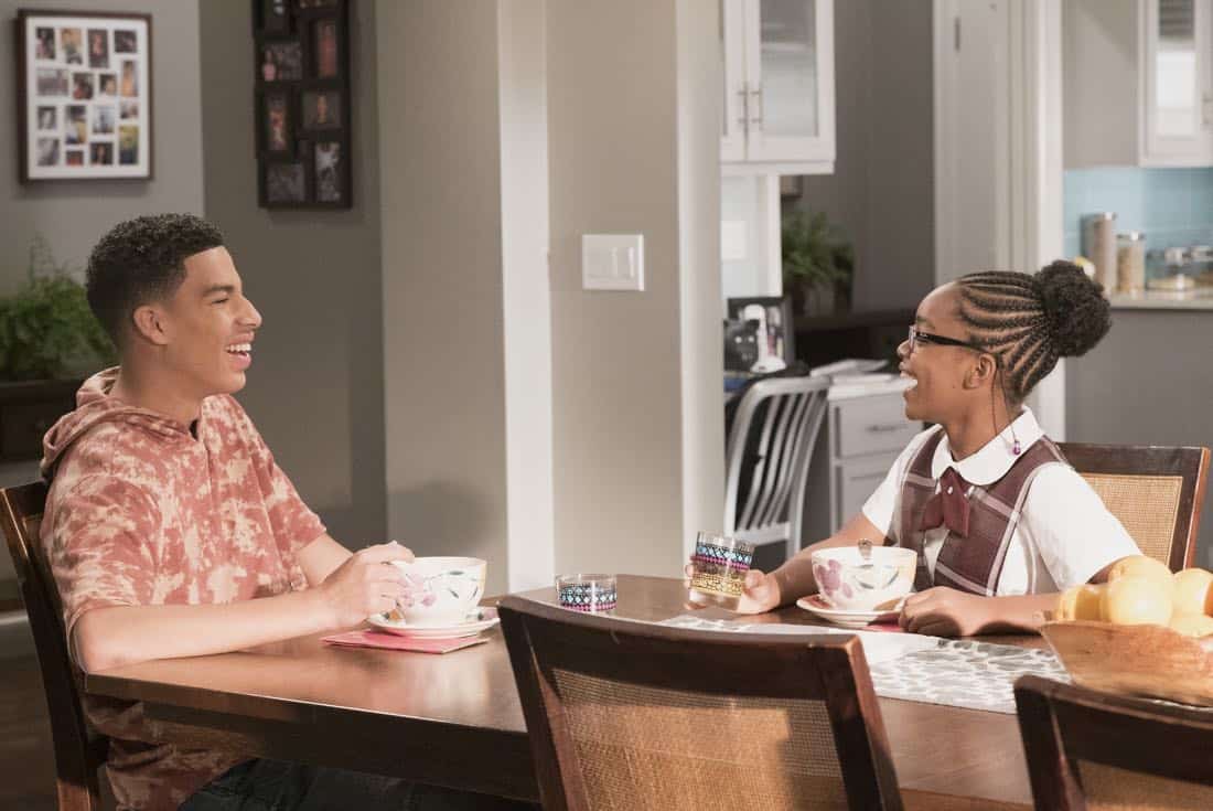 BLACK-ISH - "Unkept Woman" - Dre and Bow's morning routine with the kids is changing now that Bow is taking some time off work. Meanwhile, Junior bonds with Diane now that he is in charge of driving his siblings to school, on "black-ish," TUESDAY, FEB. 6 (9:00-9:30 p.m. EST), on The ABC Television Network. (ABC/Kelsey McNeal) MARCUS SCRIBNER, MARSAI MARTIN