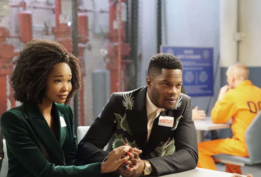 Dynasty -- "Nothing But Trouble" -- Image Number: DYN113b_0227b.jpg -- Pictured (L-R): Wakeema Hollis as Monica and Sam Adegoke as Jeff -- Photo: Annette Brown/The CW -- é 2018 The CW Network, LLC. All Rights Reserved.