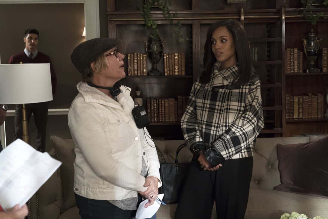 SCANDAL - "Army of One" - Mellie's plans to name Jake as her new chief of staff only propels Olivia to do whatever it takes to make sure that does not happen. Back at Papa Pope's house, Quinn becomes restless, wondering just how long Rowan intends to keep her and Robin hidden from the outside world. Meanwhile at QPA, Abby, Huck and Charlie decide that it's time to move forward with new clients when their first case leads to surprising intel, on "Scandal," airing THURSDAY, FEB. 8 (9:00-10:00 p.m. EST), on The ABC Television Network. (ABC/Eric McCandless) ALLISON LIDDI-BROWN (DIRECTOR), KERRY WASHINGTON