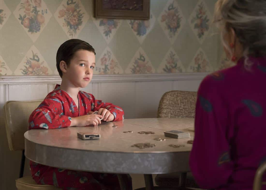 "Poker, Faith, and Eggs"-- Pictured: Sheldon (Iain Armitage). When George Sr. is rushed to the emergency room, Meemaw (Annie Potts) comes to babysit, and the kids have an adventure getting to the hospital on their own, when YOUNG SHELDON airs, Thursday Nov. 9 (8:31-9:01 PM, ET/PT) on the CBS Television Network. Photo: Michael Desmond/Warner Bros. Entertainment Inc. é 2017 WBEI. All rights reserved.