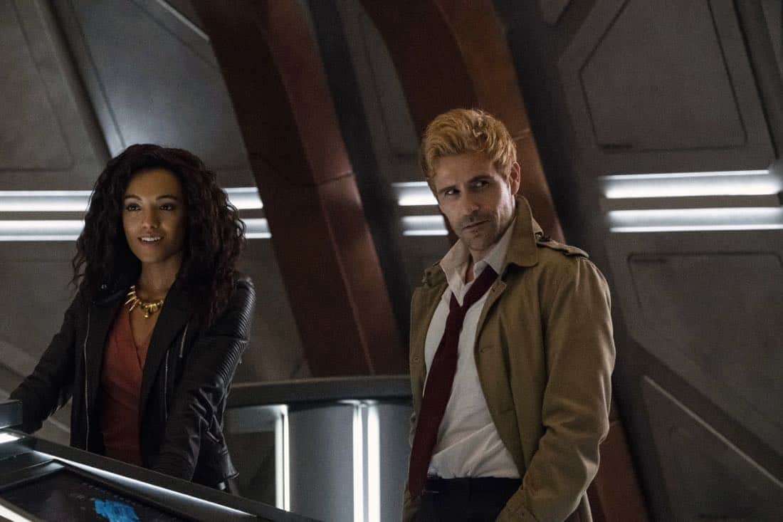 DC's Legends of Tomorrow -- "Daddy Darhkest" -- Image Number: LGN310a_0646b.jpg -- Pictured (L-R): Maisie Richardson- Sellers as Amaya Jiwe/Vixen and Matt Ryan as Constantine -- Photo: Jeff Weddell/The CW -- é 2018 The CW Network, LLC. All Rights Reserved.