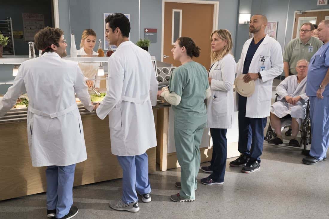 GREY'S ANATOMY - "You Really Got a Hold on Me" - Seattle firefighters Ben Warren and Andy Herrera head to Grey Sloan after rescuing two boys that are injured in a house fire. With one of the boys' lives literally in Andy's hands, her skills are put to the test. Meanwhile, the doctors are hard at work on their projects for the Grey Sloan Surgical Innovation Contest; and Amelia brings Tom Koracick in to consult on her and Alex's patient, on a special, TGIT Crossover Event episode of "Grey's Anatomy," THURSDAY, MARCH 1 (8:00-9:00 p.m. EST), on The ABC Television Network. (ABC/Mitch Haaseth) JAKE BORELLI, RUSHI KOTA, JESSICA CAPSHAW , JESSE WILLIAMS
