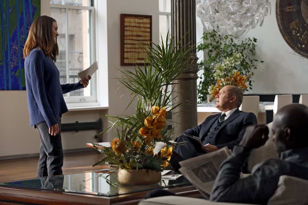 THE BLACKLIST -- "Mr. Raleigh Sinclair III (#51)" Episode 514 -- Pictured: (l-r) Megan Boone as Elizabeth Keen, James Spader as Raymond "Red" Reddington -- (Photo by: Will Hart/NBC)