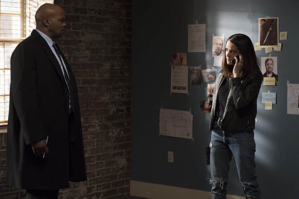 THE BLACKLIST -- "Mr. Raleigh Sinclair III (#51)" Episode 514 -- Pictured: (l-r) Evan Parke as Norman Singleton, Megan Boone as Elizabeth Keen -- (Photo by: Virginia Sherwood/NBC)