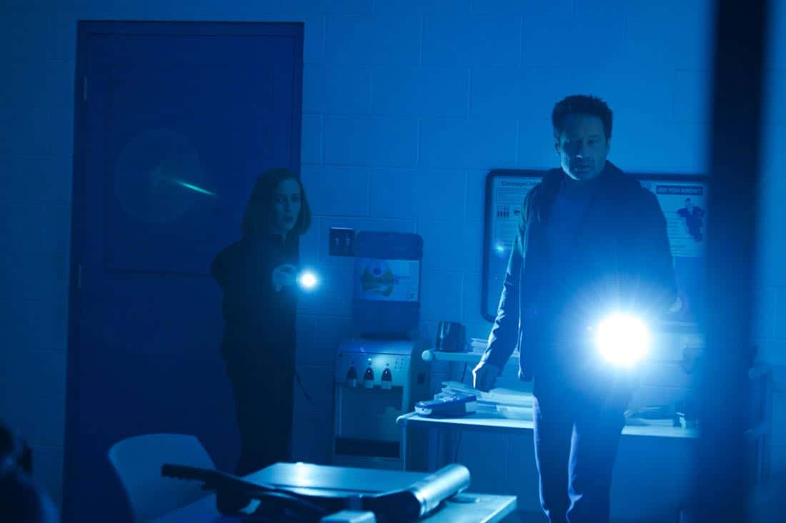 THE X-FILES: L-R: Gillian Anderson and David Duchovny in the "Rm9sbG93ZXJz" episode of THE X-FILES airing Wednesday, Feb. 28 (8:00-9:00 PM ET/PT) on FOX. ©2018 Fox Broadcasting Co. Cr: Shane Harvey/FOX