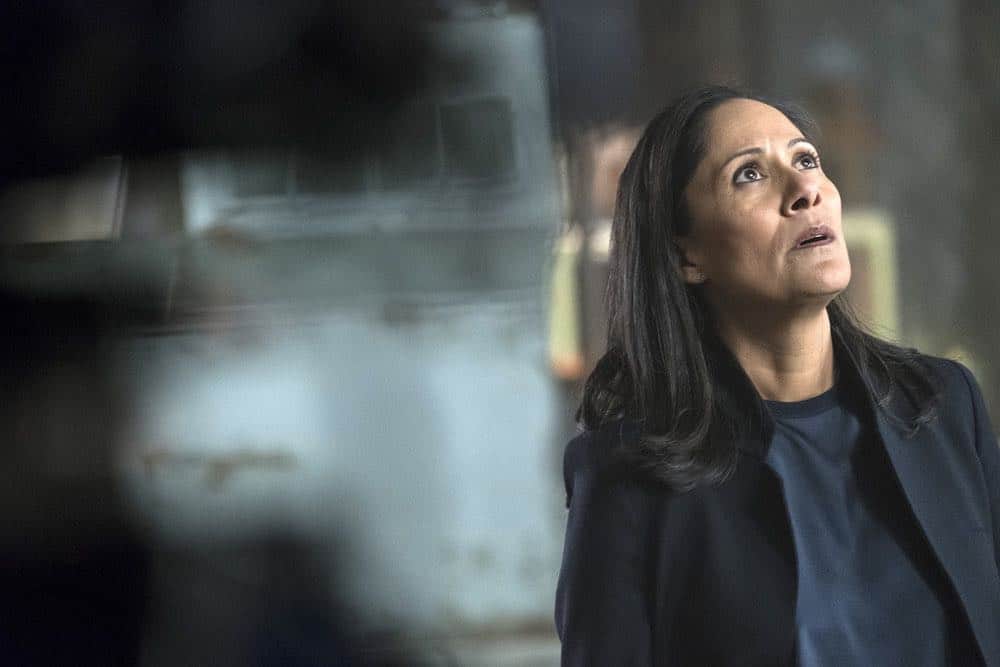 TIMELESS -- "The War to End All Wars" Episode 201 -- Pictured: Sakina Jaffery as Denise Christopher -- (Photo by: Justin Lubin/NBC)