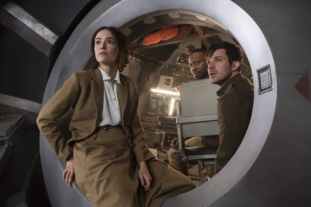 TIMELESS -- "The War to End All Wars" Episode 201 -- Pictured: (l-r) Abigail Spencer as Lucy Preston, Malcolm Barrett as Rufus Carlin, Matt Lanter Wyatt Logan -- (Photo by: Justin Lubin/NBC) TIMELESS -- "The War to End All Wars" Episode 201 -- Pictured: (l-r) Abigail Spencer as Lucy Preston, Malcolm Barrett as Rufus Carlin, Matt Lanter Wyatt Logan -- (Photo by: Justin Lubin/NBC)