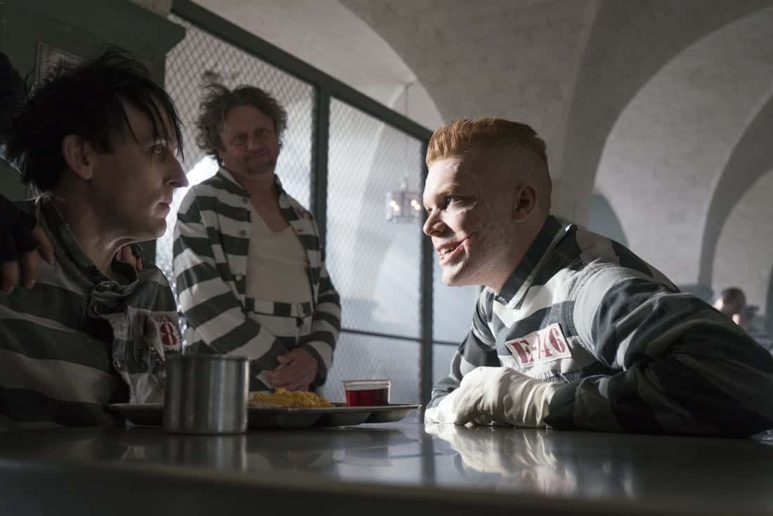 GOTHAM: L-R: Robin Lord Taylor and guest star Cameron Monaghan in the “A Dark Knight: A Beautiful Darkness” episode of GOTHAM airing Thursday, March 8 (8:00-9:00 PM ET/PT) on FOX. ©2018 Fox Broadcasting Co. Cr: Barbara Nitke/FOX
