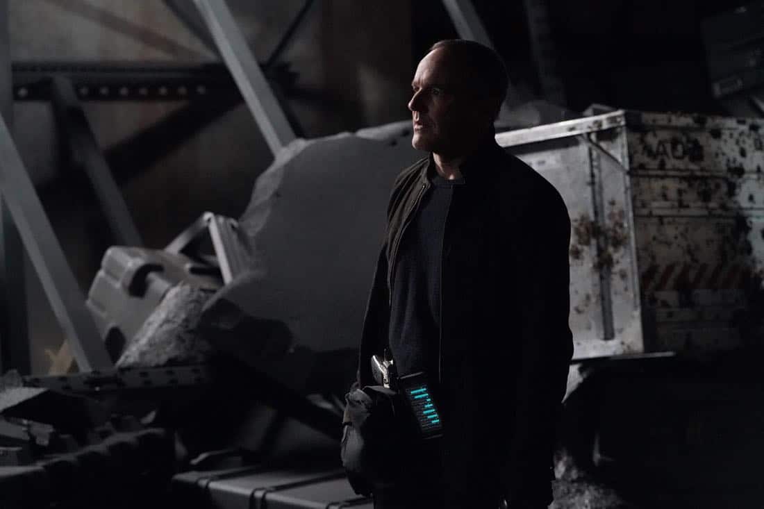 MARVEL'S AGENTS OF S.H.I.E.L.D. - "The Real Deal" - In the milestone 100th episode, Coulson finally reveals the mysterious deal he made with Ghost Rider, which will impact everyone on the S.H.I.E.L.D. team., on "Marvel's Agents of S.H.I.E.L.D.," FRIDAY, MARCH 9 (9:01-10:01 p.m. EST), on The ABC Television Network. (ABC/Byron Cohen) CLARK GREGG MARVEL'S AGENTS OF S.H.I.E.L.D. - "The Real Deal" - In the milestone 100th episode, Coulson finally reveals the mysterious deal he made with Ghost Rider, which will impact everyone on the S.H.I.E.L.D. team., on "Marvel's Agents of S.H.I.E.L.D.," FRIDAY, MARCH 9 (9:01-10:01 p.m. EST), on The ABC Television Network. (ABC/Byron Cohen) CLARK GREGG