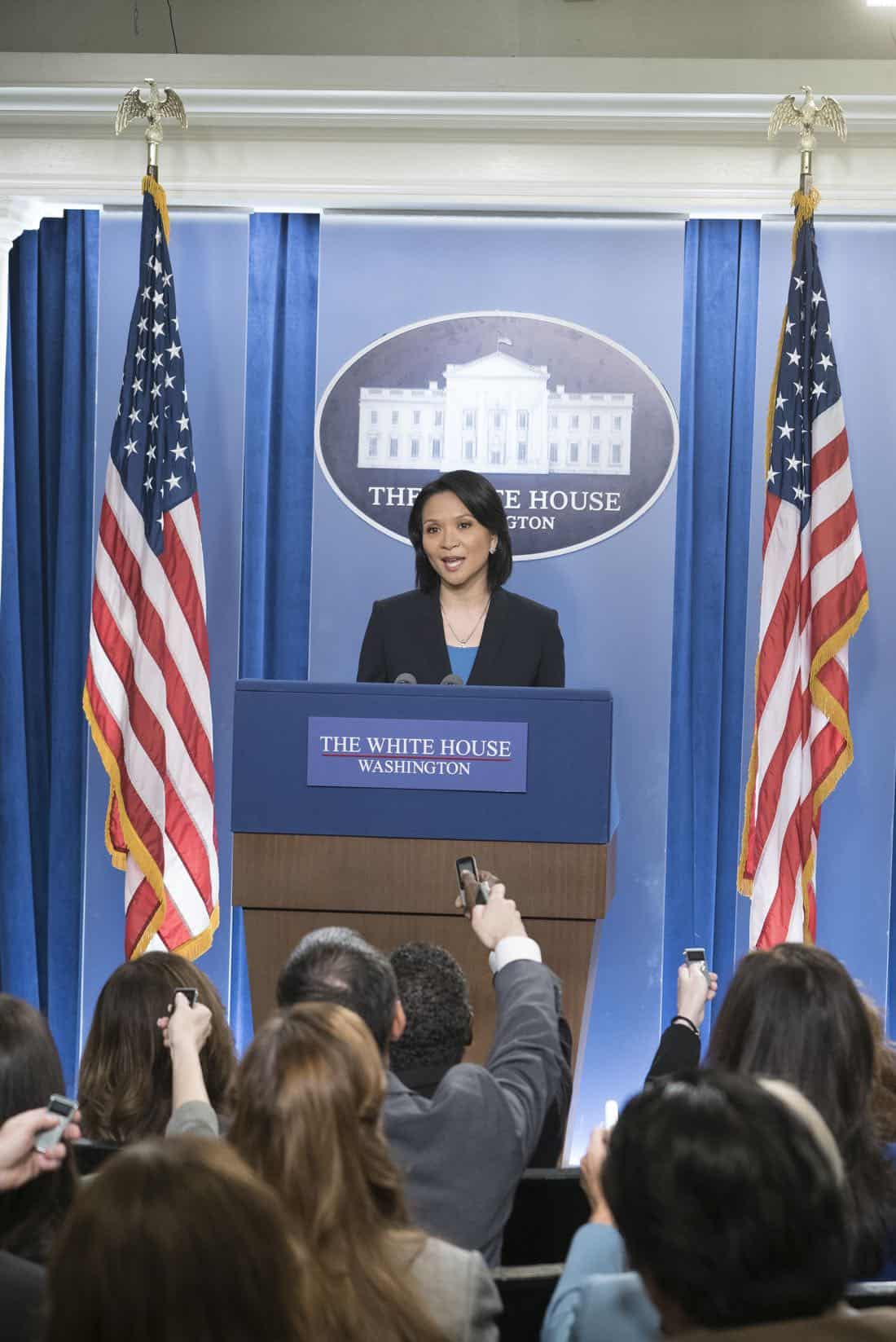 SCANDAL - "Air Force Two" - When Cyrus and David embark on a trip to Lisbon for the digital piracy summit, their plane is hacked, leaving their friends and colleagues on the ground little time to save them, on "Scandal," airing THURSDAY, MARCH 8 (9:00-10:00 p.m. EST), on The ABC Television Network. (ABC/Eric McCandless) SUMALEE MONTANO