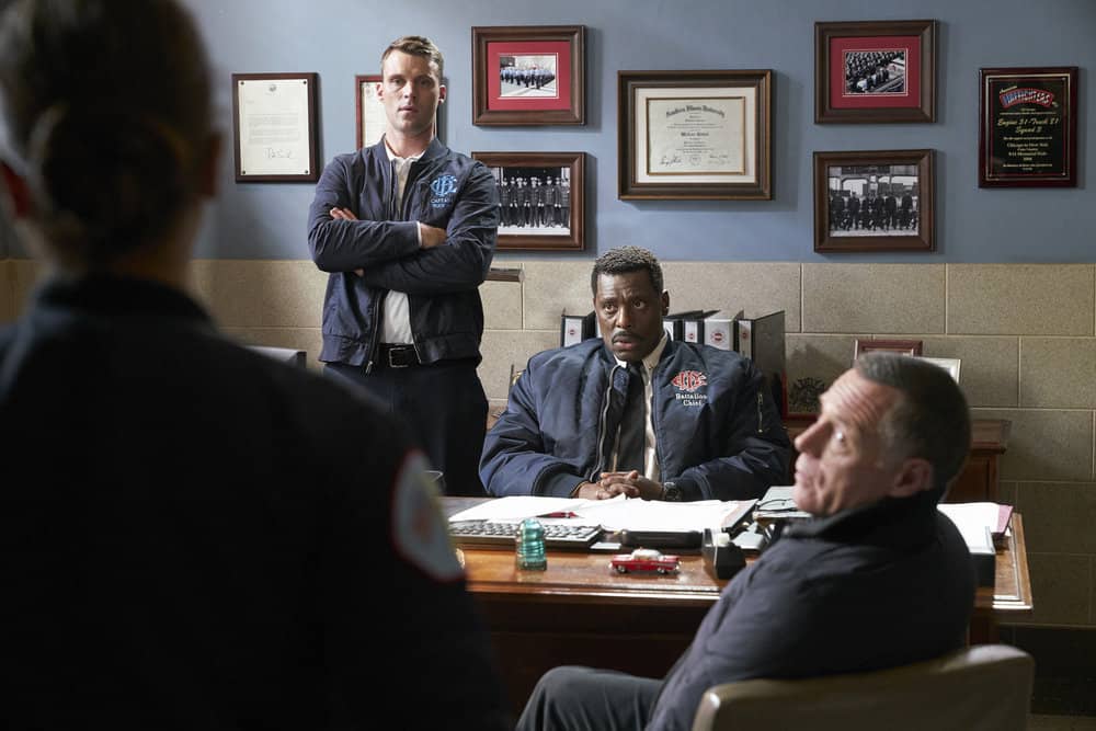CHICAGO P.D. -- "Profiles" Episode 516 -- Pictured: (l-r) Jesse Spencer as Matthew Casey, Eamonn Walker as Wallace Boden -- (Photo by: Parrish Lewis/NBC)